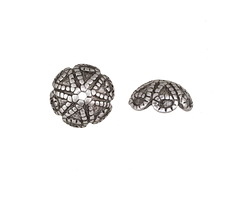 Antique Silver (plated) Roped Droplets Bead Cap 4x10mm