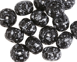 Czech Glass Jet w/ Silver Flecks Cruller 8x11mm