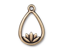 TierraCast Antique Brass (plated) Lotus Teardrop Pendant 17x26mm