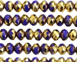 Czech Glass Bronzed Indigo w/ Gold Fire Polished Rondelle 5x7mm