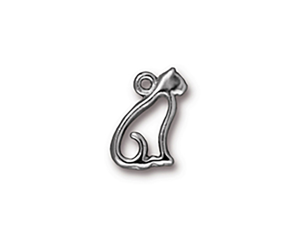 TierraCast White Bronze (plated) Cat Charm 10x17mm