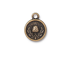 TierraCast Antique Brass (plated) Thistle Charm 19x15mm