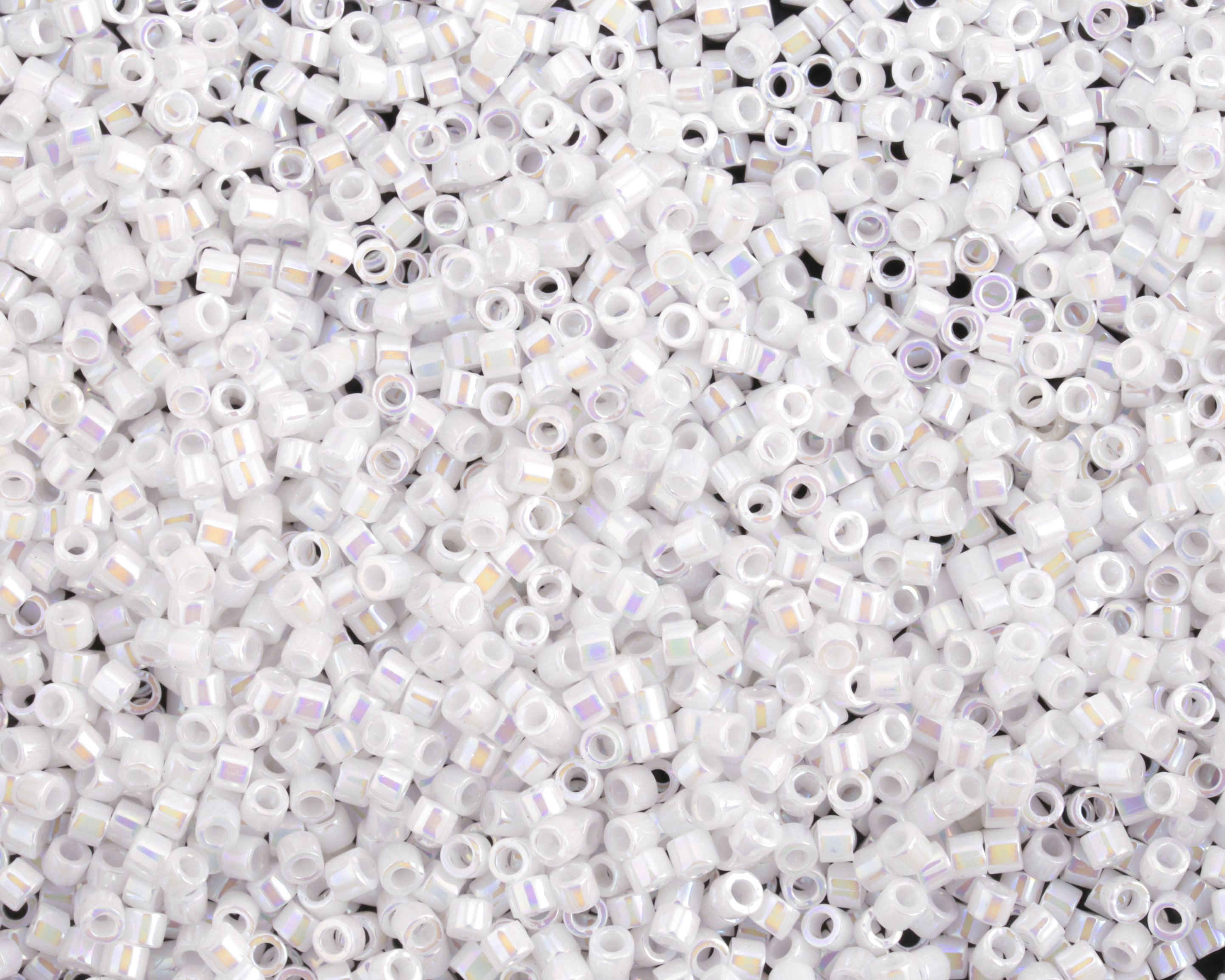 DELIQUETTE　50g Miyuki Delica White Pearl AB (DB0202) 11/0 Seed Bead - 50 gram Package