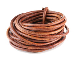 Natural Red Brown Round Leather Cord 4mm, 16 feet