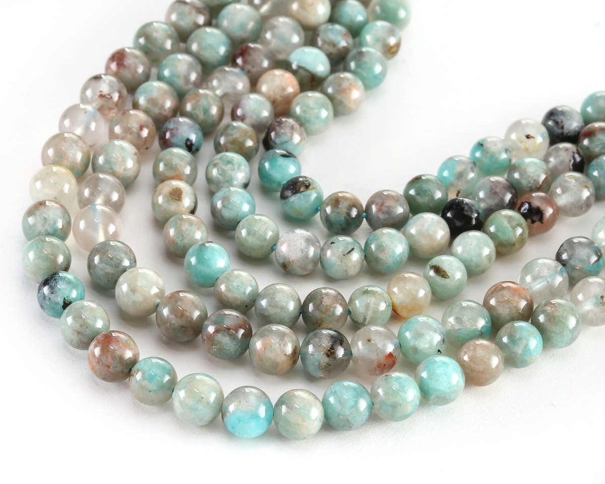 Amazonite w/ Quartz Round 6mm