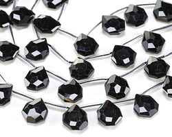 Black Obsidian Microfaceted Diamond Pear Teardrop 13x14-15mm