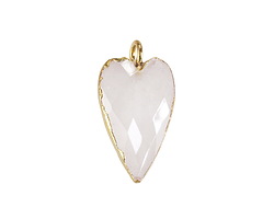 Rock Crystal Quartz Faceted Heart Pendant w/ Gold Finish 13x20mm