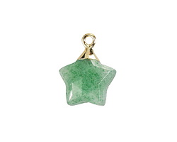 Green Strawberry Quartz Faceted Star Pendant w/ Gold Finish 14mm
