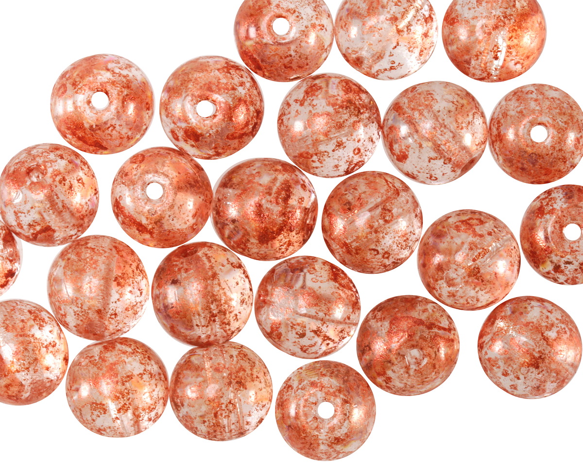 Czech Glass Crystal w/ Copper Wash Round Druk 8mm