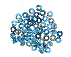 Czech Glass Capri Blue w/ Metallic Rainbow Trica Beads 3x4mm