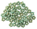 Czech Glass Textured Sea Green w/ Gold Wash Daisy Spacer 2x5mm