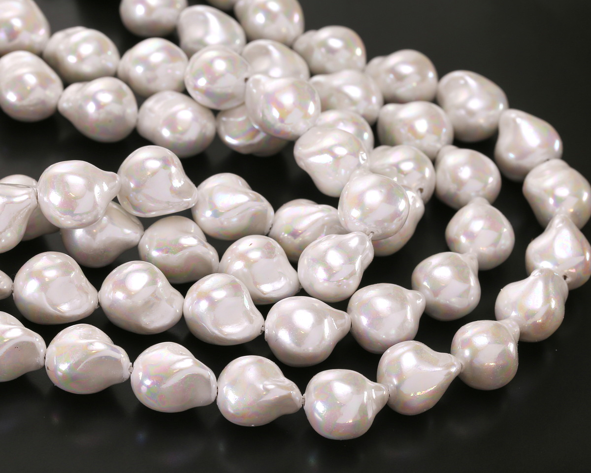 Pearly White Baroque Style Shell Pearl 14x12mm
