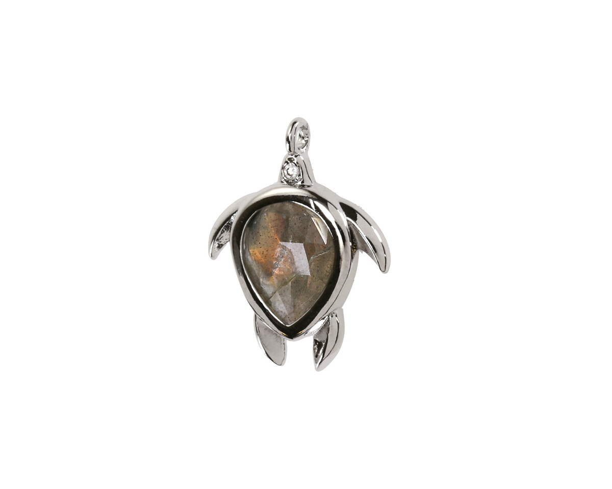 Labradorite (A) w/ Silver Finish Sea Turtle Focal 15x19mm