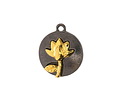 Water Lily Two-Toned Gunmetal & Gold Finish Round Focal 17.5x20.5mm