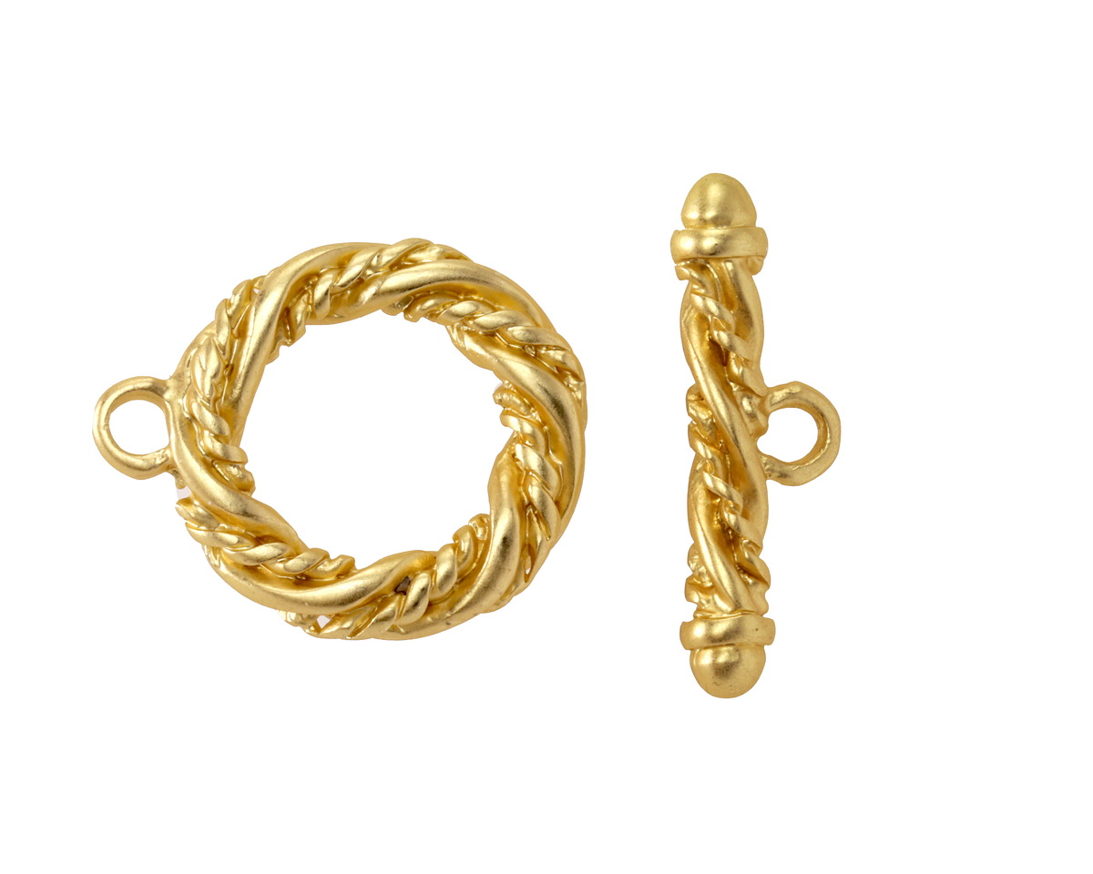 Satin Hamilton Gold (plated) Twisted Rope Toggle Clasp 20x17mm, 21mm Bar