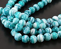 Teal & White Swirl Lampwork Glass Round 10mm