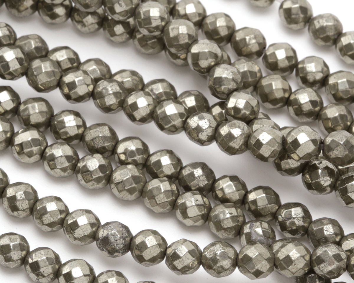 Golden Pyrite Faceted Round 6mm