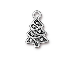 TierraCast Antique Silver (plated) Christmas Tree Charm 12x20mm