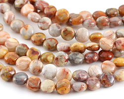 Crazy Lace Agate (red) Puff Coin 8mm