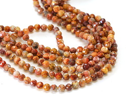 Crazy Lace Agate (red) Faceted Round 4mm