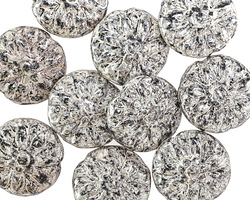 Czech Glass Antique Silver Dahlia Coin 14mm