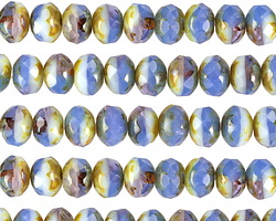 Czech Glass Cornflower Fire Polished Rondelle 5x7mm