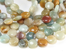 Black Gold Amazonite Puff Coin 12mm