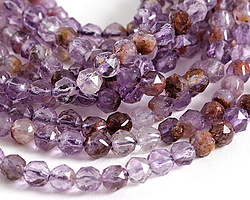 Purple Phantom Quartz (Auralite-23) Diamond Cut Faceted Round 6mm