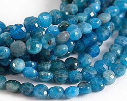 Pacific Blue Apatite (A) Faceted Puff Coin 6mm