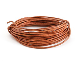 Natural Light Brown Round Leather Cord 1.5mm, 16 feet