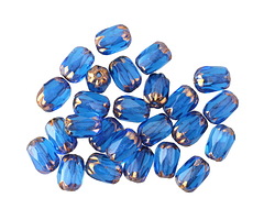 Czech Glass Bronzed Capri Blue Cruller Barrel 6x4mm