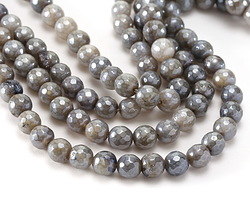 Labradorite w/ Silver Luster Faceted Round 8mm