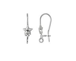 Silver (plated) Star Earwire w/ Loop 9x18mm (50 pieces)