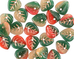 Czech Glass Berry Patch w/ Copper Leaf Drop 9mm