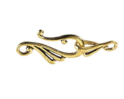 Antique Gold Finish Flower Bud Hook & Eye Clasp 37x12mm