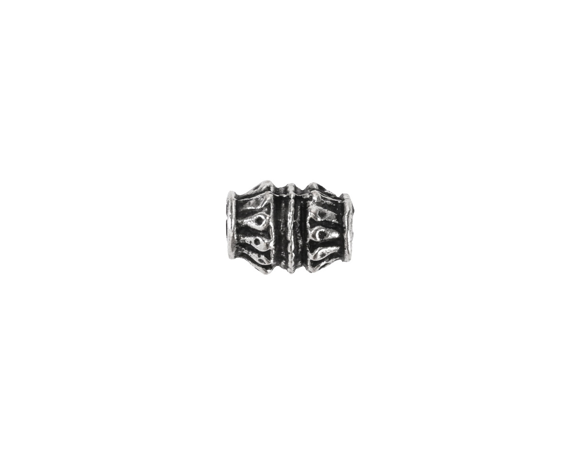 Mykonos Antique Silver (plated) Ornate Drum Barrel 10x8mm
