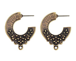 TierraCast Antique Brass (plated) Blossom Earring w/ Titanium Post 25x30mm