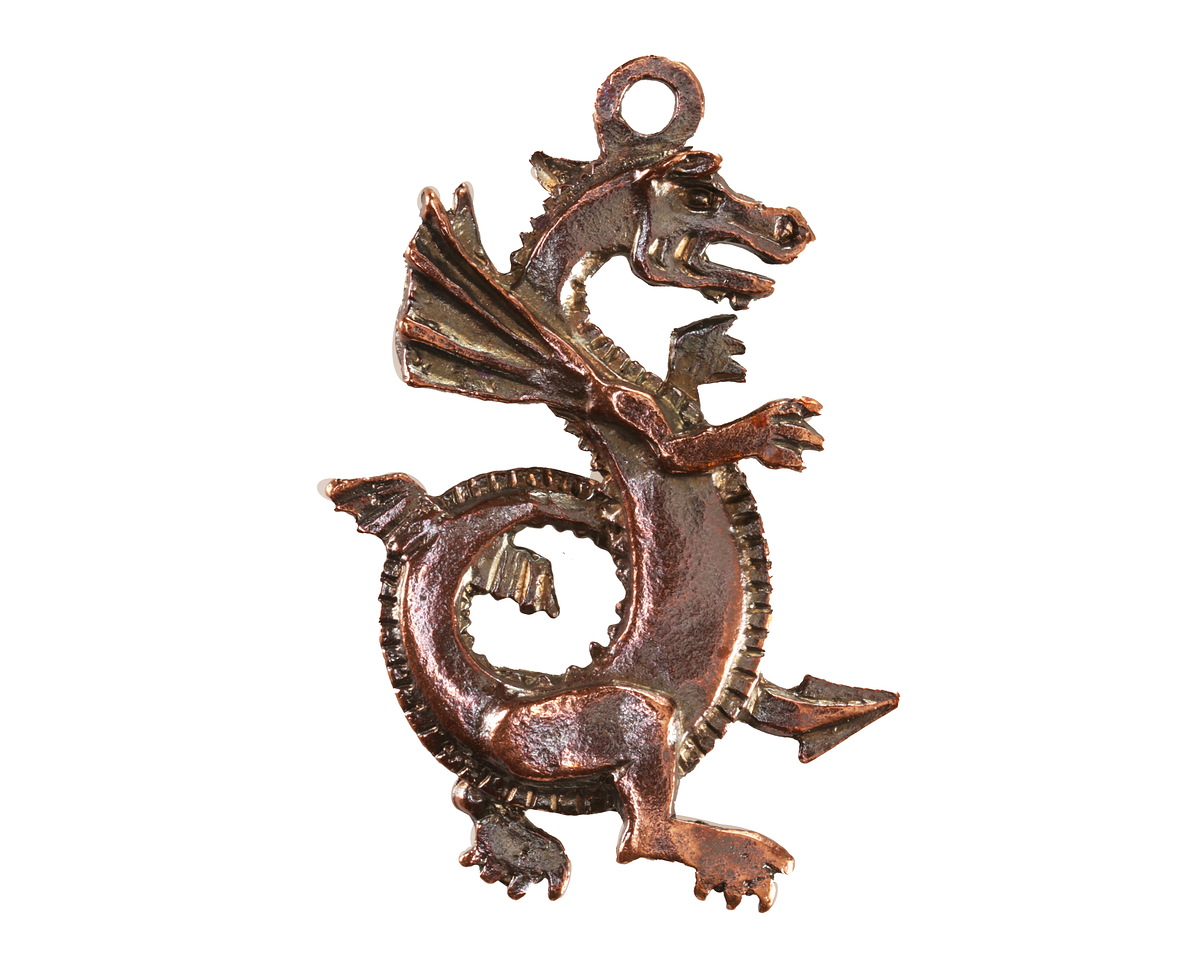 Mykonos Antique Copper (plated) Large Dragon Focal 28x45mm