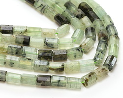 Prehnite (w/ Rutile) Microfaceted Tube 7x10mm