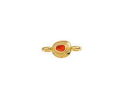 24K Gold (plated) Hyacinth Enamel Ornate Organic Oval Focal Link 15x7mm