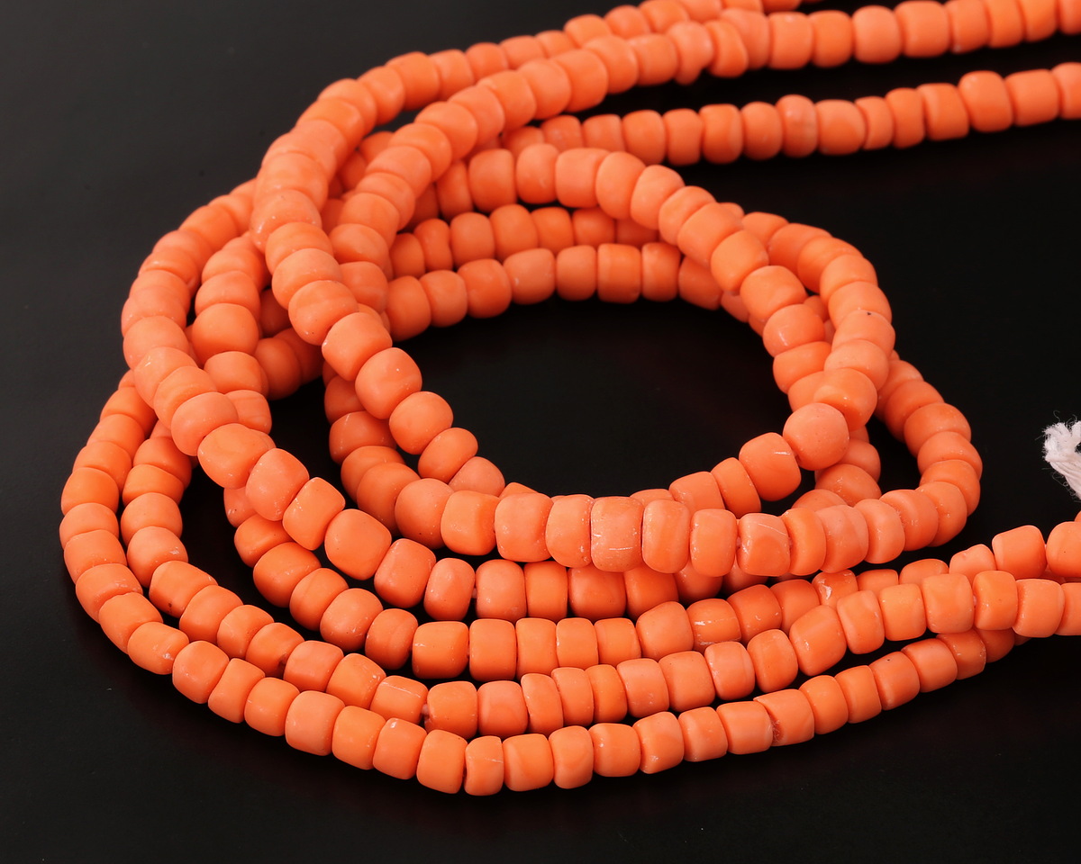 Java Glass Coral Pink Graduated Gooseberry Beads 3-6x4-6mm