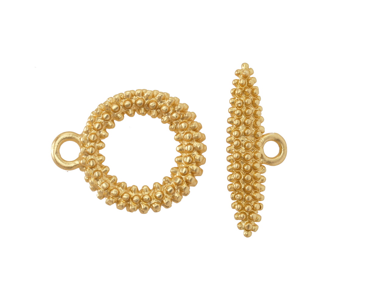 Satin Hamilton Gold (plated) Beaded Toggle Clasp 19x16mm, 20mm Bar