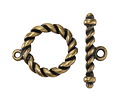 Antique Brass (plated) Roped Toggle Clasp 24x19mm, 27mm Bar