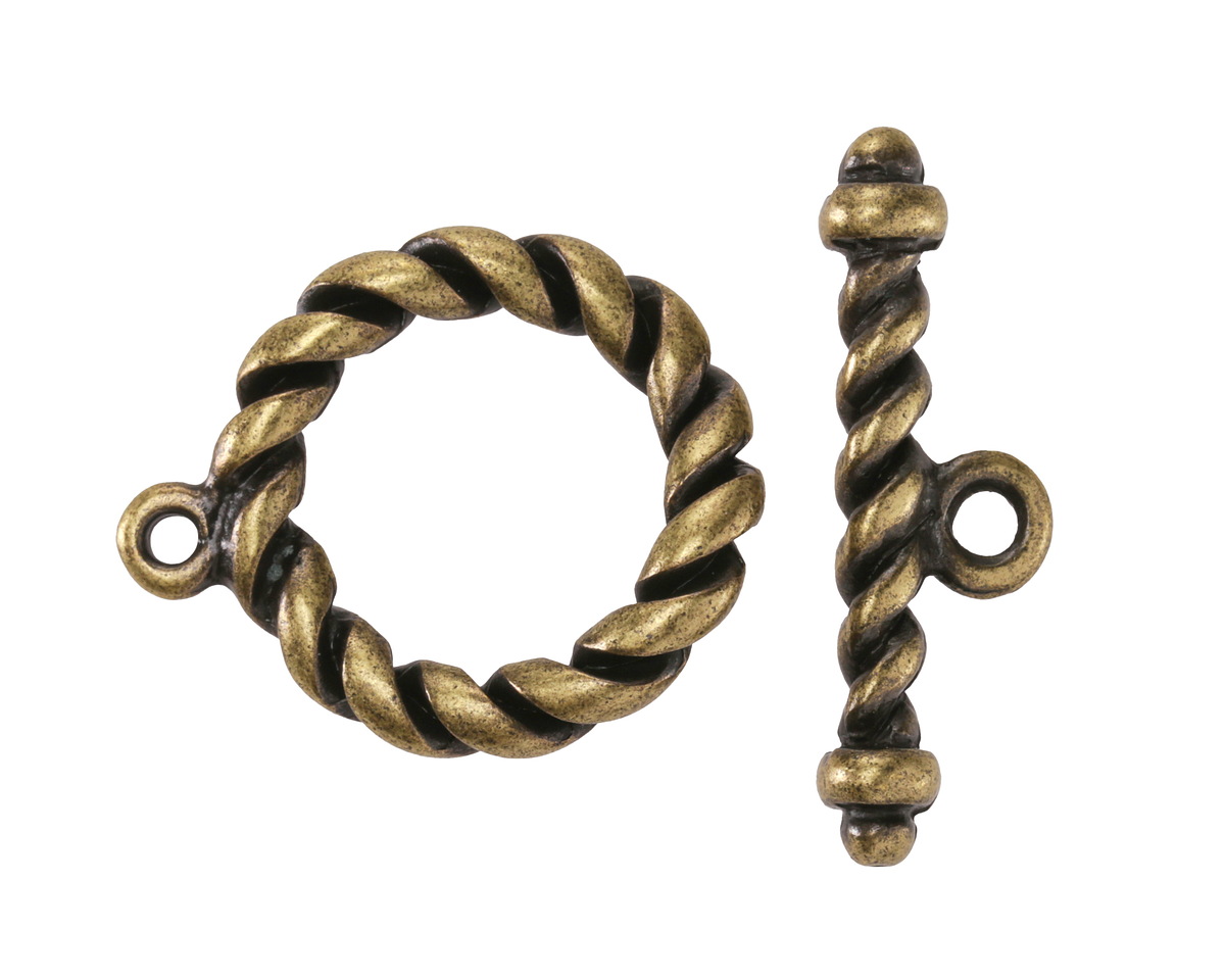 Antique Brass (plated) Roped Toggle Clasp 24x19mm, 27mm Bar