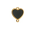 24K Gold (Plated) Transparent Jet Resin Heart Focal Link 16x18mm