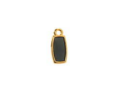 24K Gold (Plated) Transparent Jet Resin Rectangle Focal 6x13mm