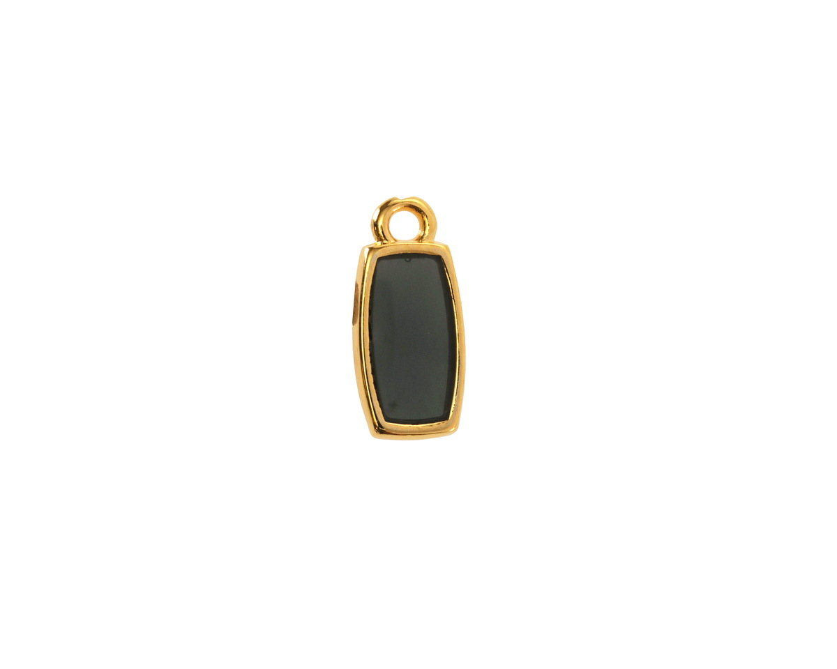 24K Gold (Plated) Transparent Jet Resin Rectangle Focal 6x13mm