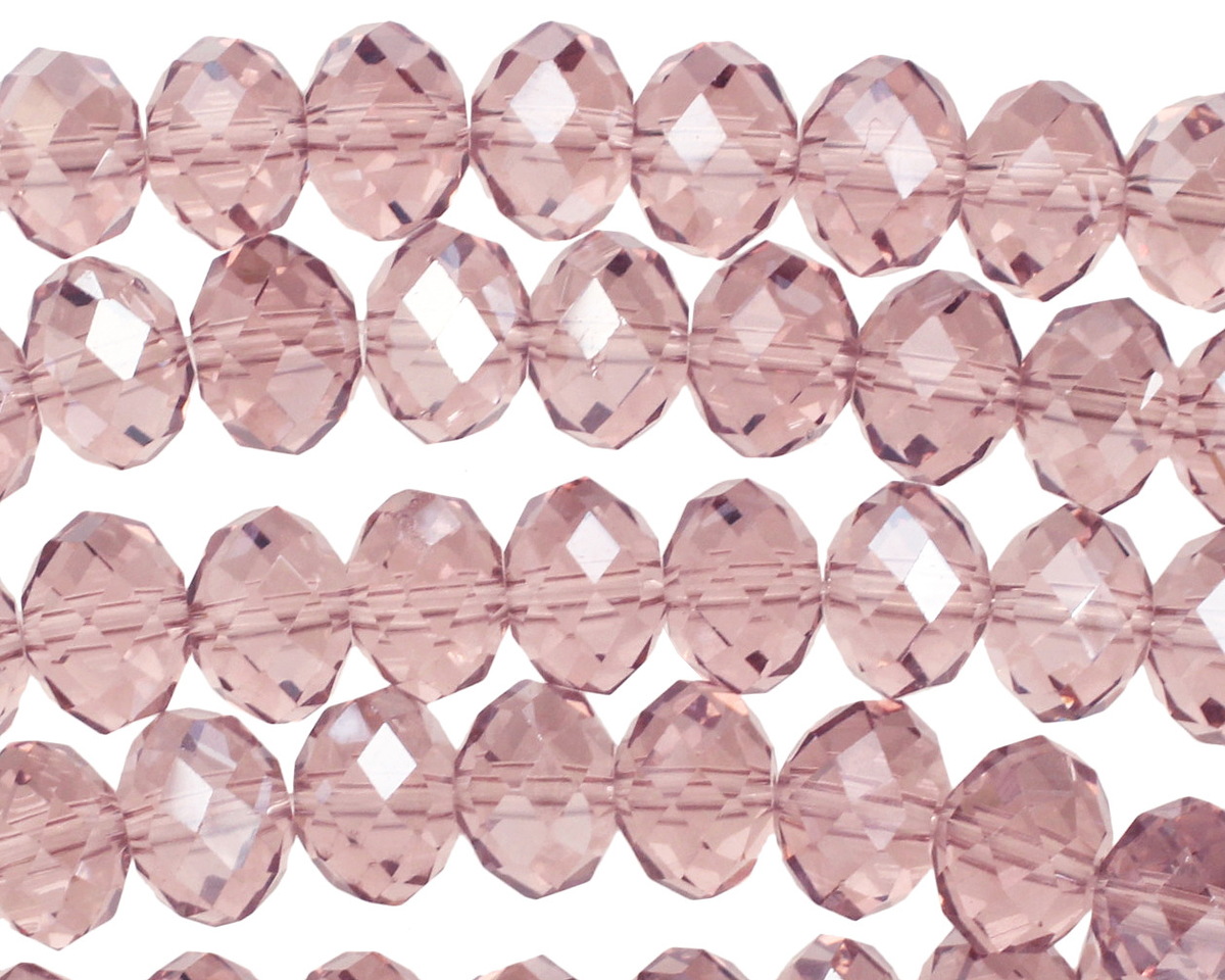 Purple Rose Crystal Faceted Rondelle 8mm