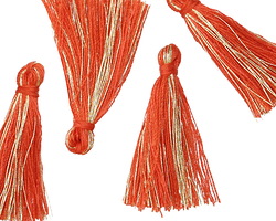 Coral w/ Metallic Gold Thread Tassel 30mm