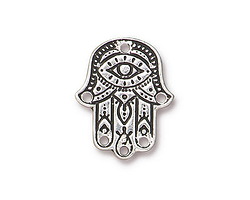 TierraCast Antique Silver (plated) Hamsa Hand Link 17x21mm